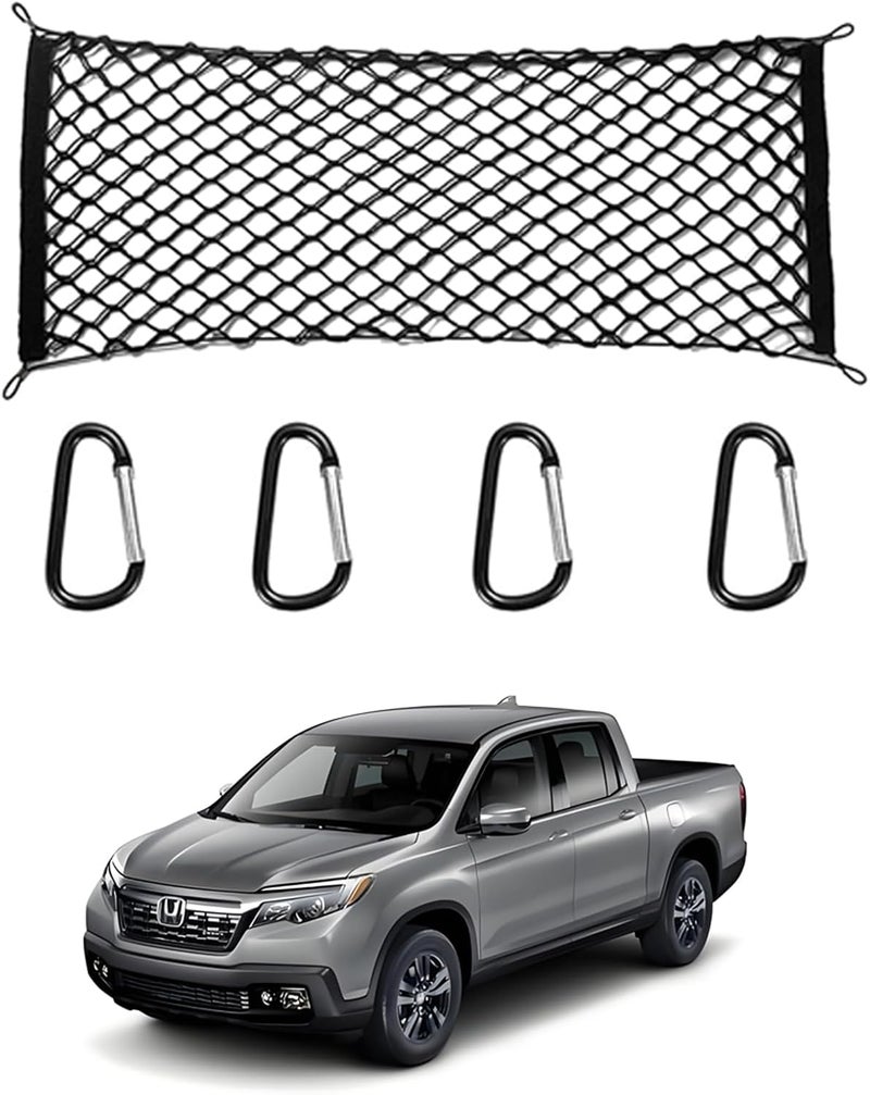 AuyNeas for Honda Ridgeline Envelope Style Truck Bed Cargo Net - Fits 2013-2024 2025 2026 Ridgeline Accessories Cargo Net for Pickup Truck Bed - Heavy Duty Carabiners - Image 1